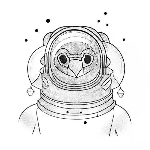 Cartoon Penguin Wearing Space Helmet