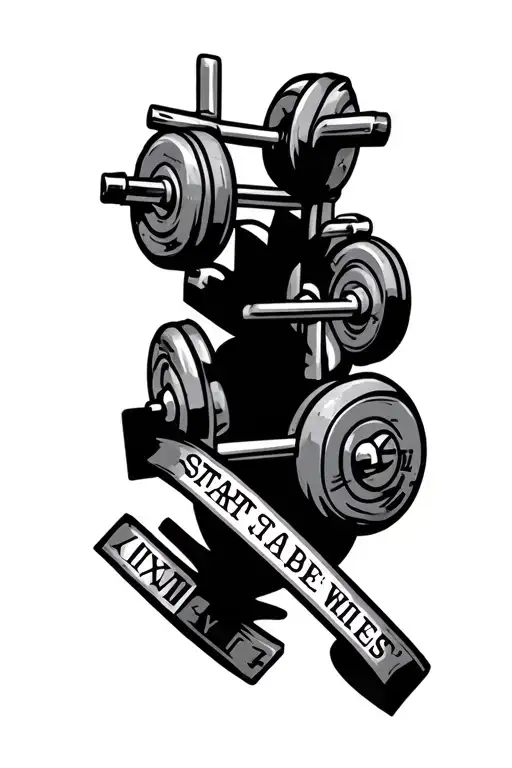 Gym Themed Tattoo With Roman Numerals Showing Start Date