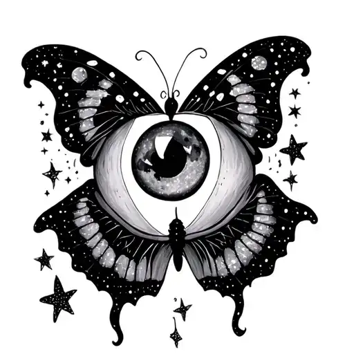 Butterfly Moon And Stars Eyes Glitter