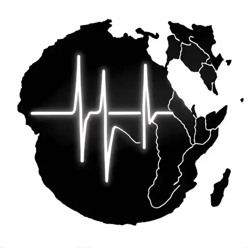 Africa Continent With Heartbeat Line