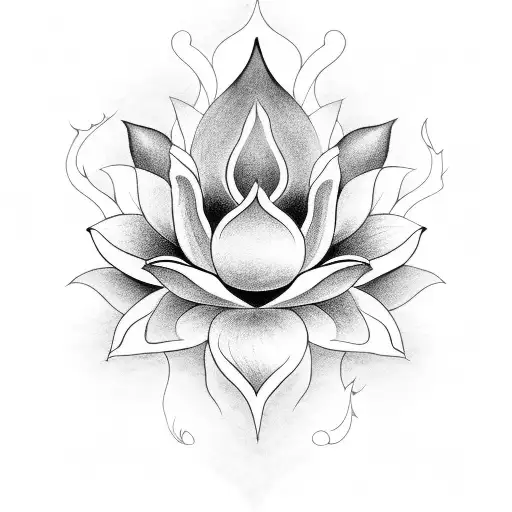 A Lotus Flower Emerging From A Burning Flame