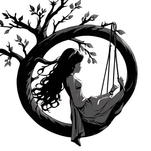 Girl On A Tree Swing But The Swing Is An Infinity Symbol