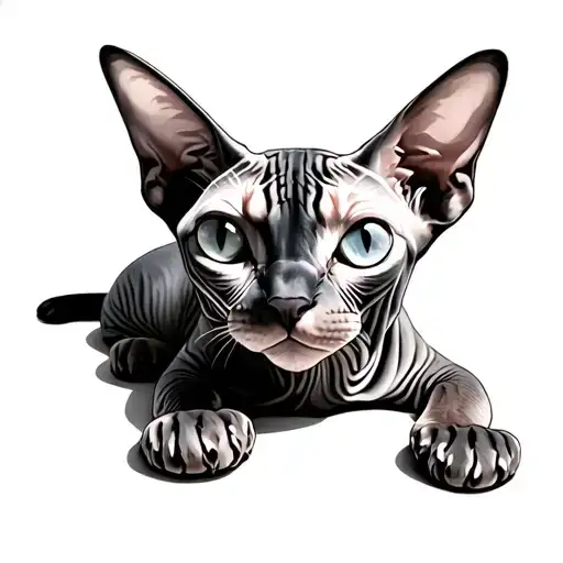 Chat Sphynx Cat Laying