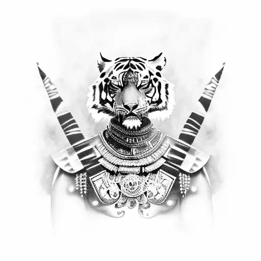 Aztec Warrior With Tiger