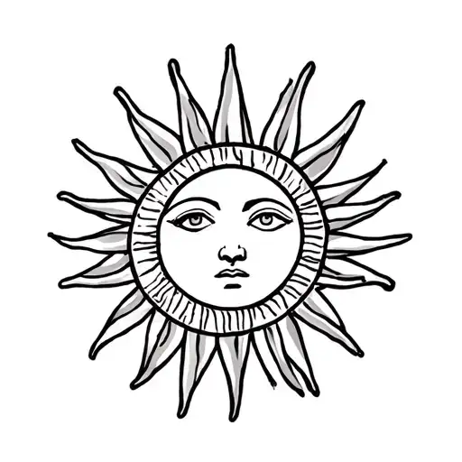 Minimalistic Sun Tattoo Line Style