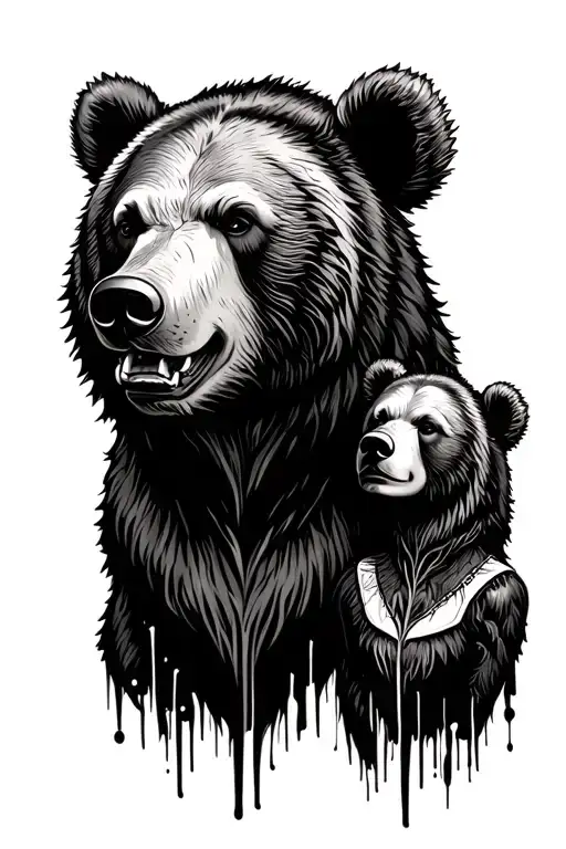 Mother And Daughter Bear Head