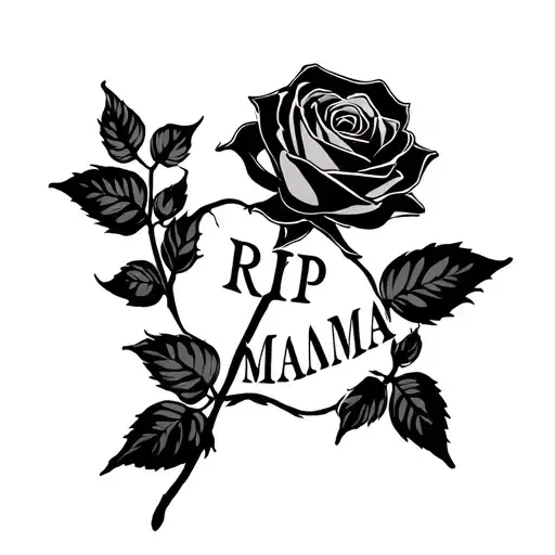 Rip Mama Written On A Rose Surrounded