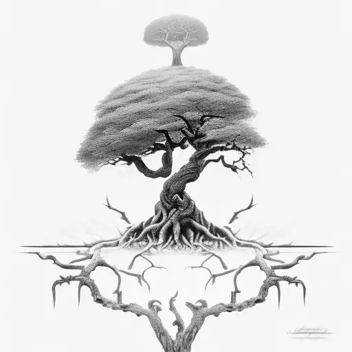 Ancient Tree Highland Bull Mythic Theme