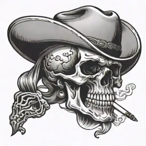 Cowboy Skull Smoking A Cigarette