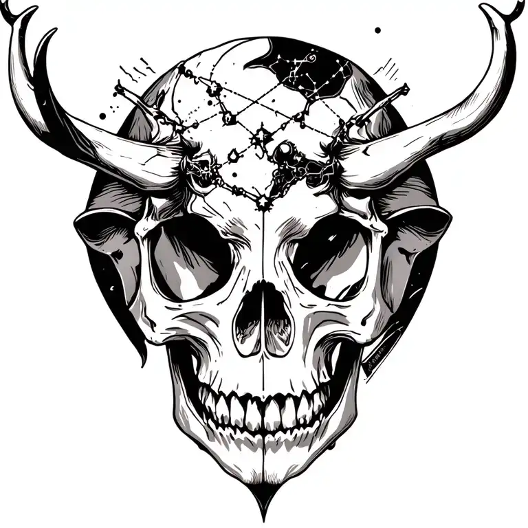 Memento Mori Skull Taurus Constellation Merging