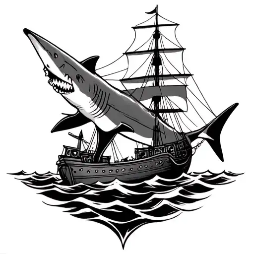 Shark And Pirate Ship