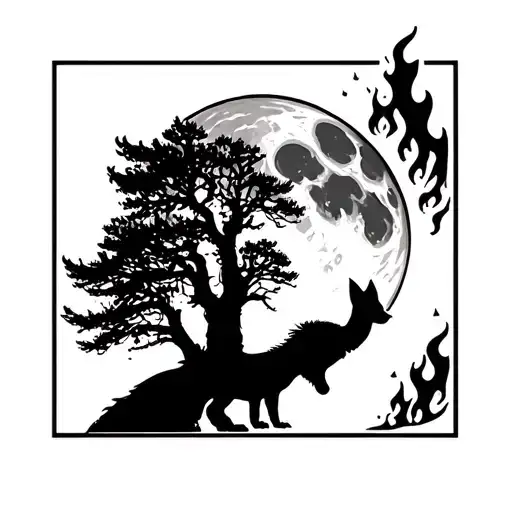 Wolf Moon Trees Fire
