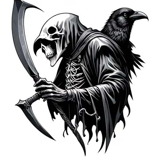 Grim Reaper With Crow And Scythe