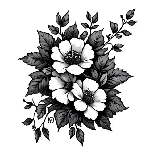 Fine Line Floral Vine Wrapped Around Leg