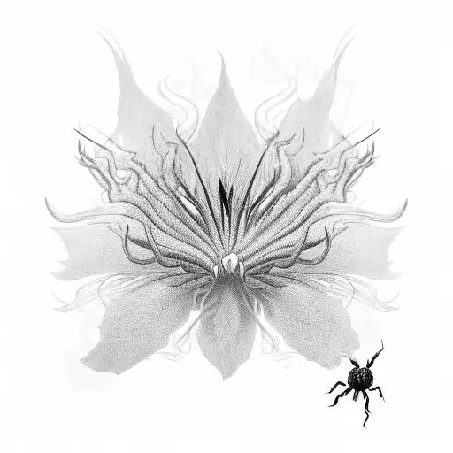 Smoky Spiderlilly Flower Merged With A Katana