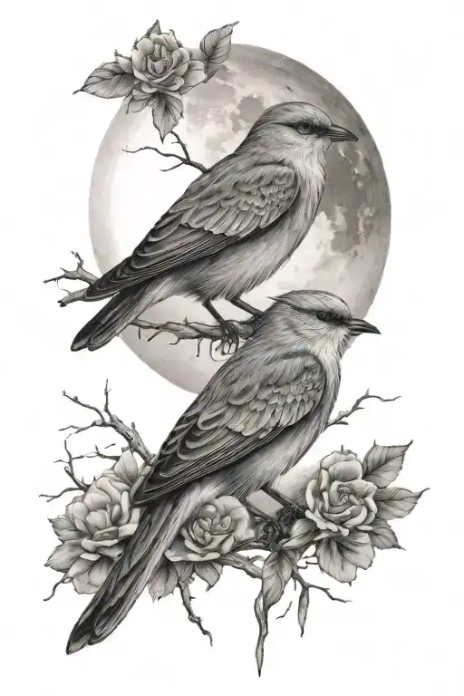 Birds And A Full Moon