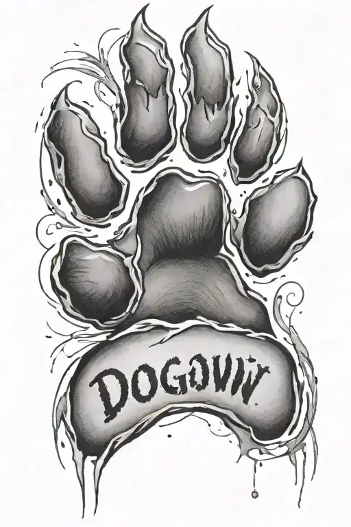 Dog Paw Print With Name Written