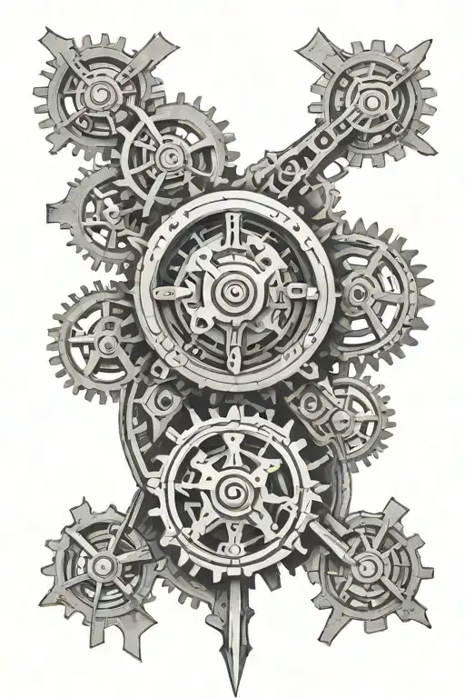 A Clockwork Cross With Gears And Cogs Symbolizing The Fusion Of Machines And Faith