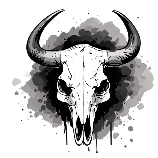 Sketch Style Bull Skull