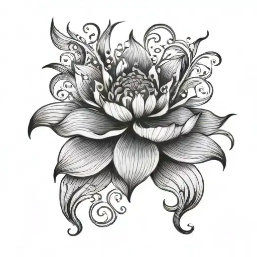 Lotus Flower With Pheonix Rising