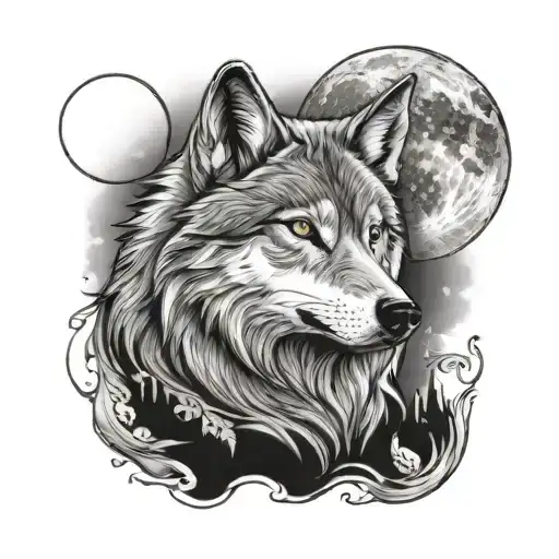 Wolf And Moon