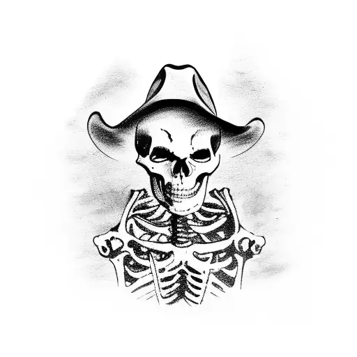 Skeleton With A Cowboy Hat And A Leather Jacket Riding A Dirt Bike Giving The Middle Finger