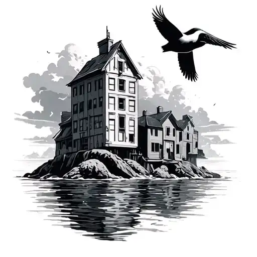 Shore Bird Flying And Building Combo