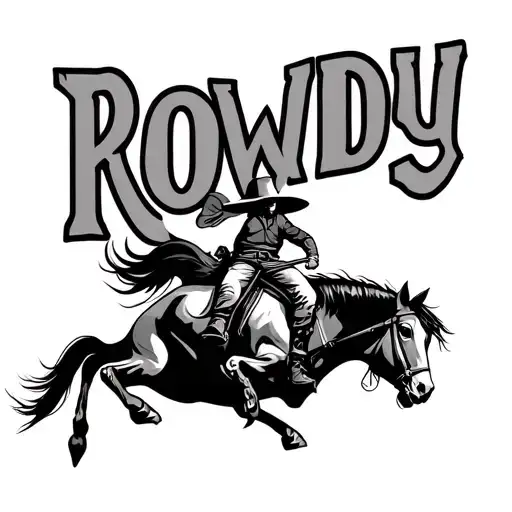 Word Rowdy With A Bronc Rider Under It