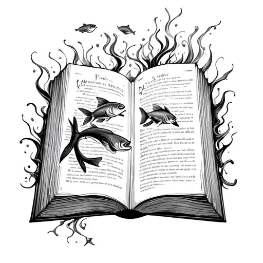 Book Surrounded By Fish Swimming