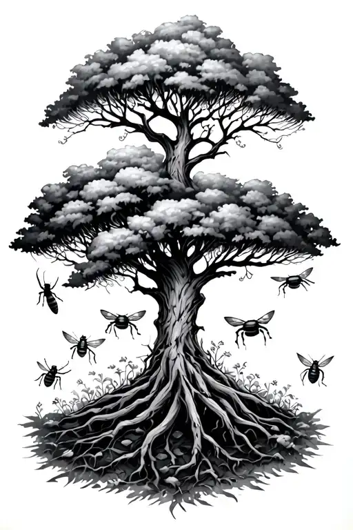 Cycles Of Life With Bugs And A Tree Down The Middle