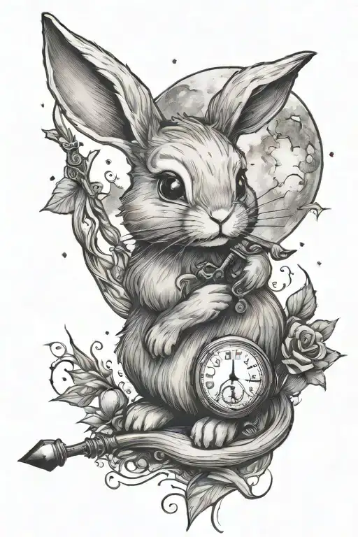 A Small Bunny Rabbit With A Moon And Magic Wand