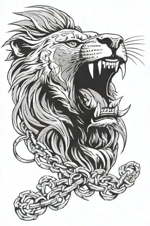 Roaring Half Woriror Half Lion Brakes Chains