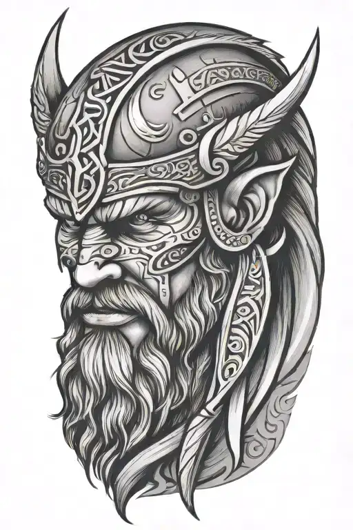 Viking Face 3D Tiltted To Left Side