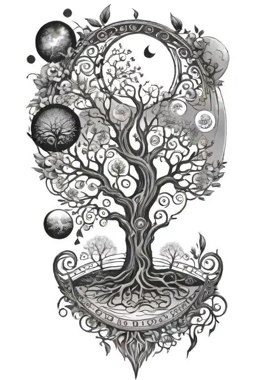 Tree Of Life With Moon Phases