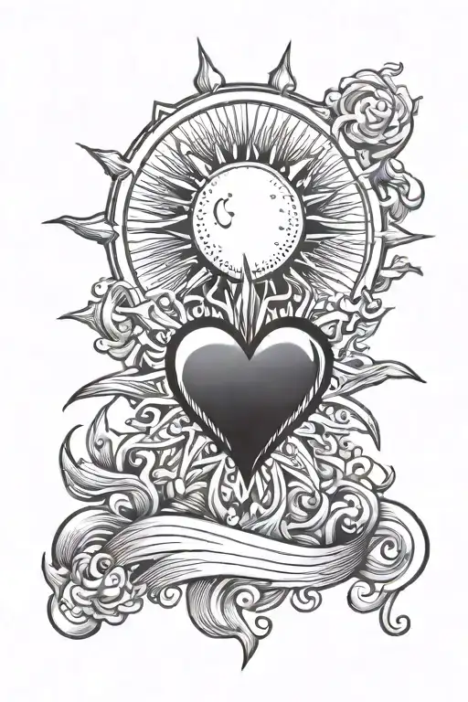 Sun And Rainbow Heart