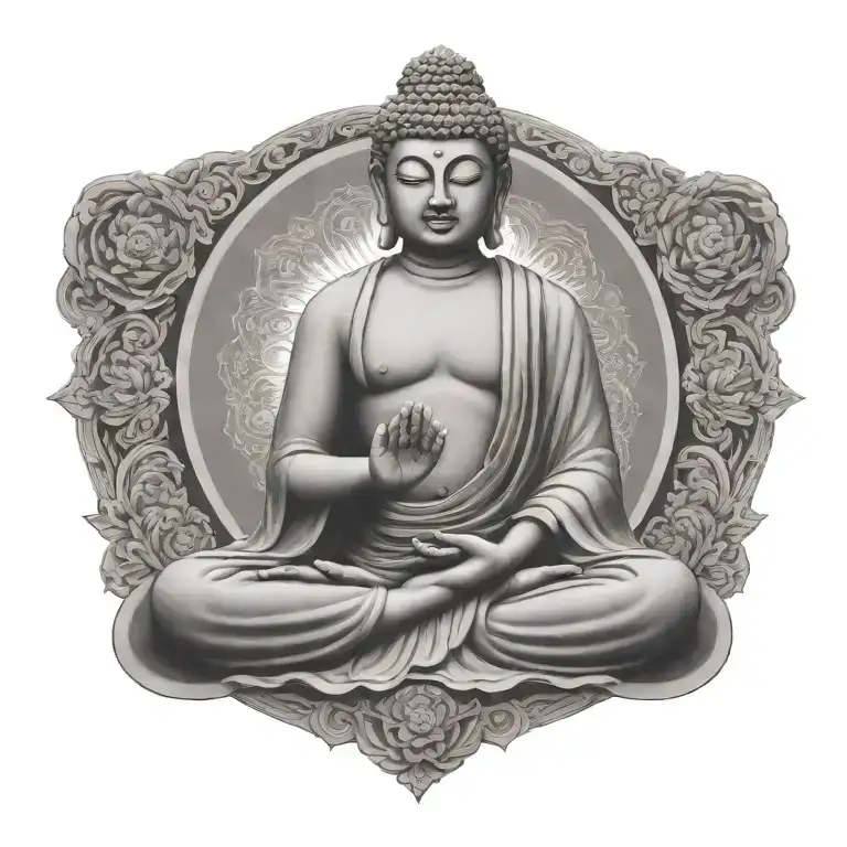 Buddha Meditating Figure Surrounded