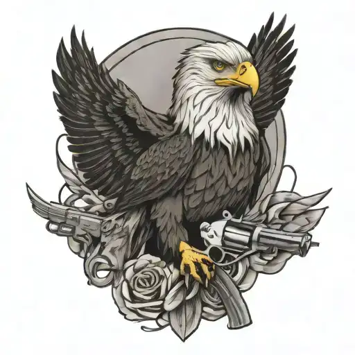 Bald Eagle And Revolver Intertwined