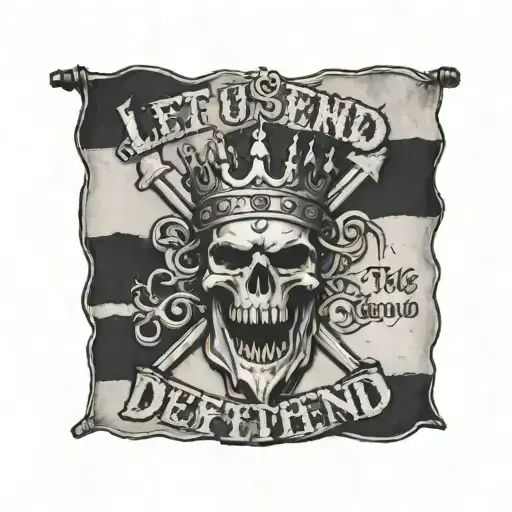 Let Us Defend The Throne Flag Written Inside