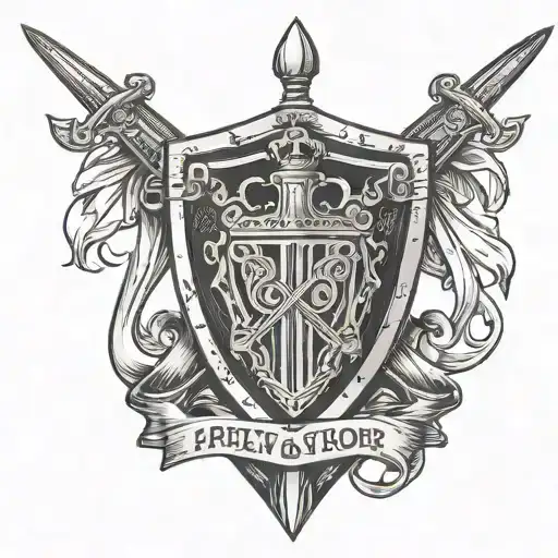A Police Badge With A Knight's Sword And Shield Incorporated Into The Design
