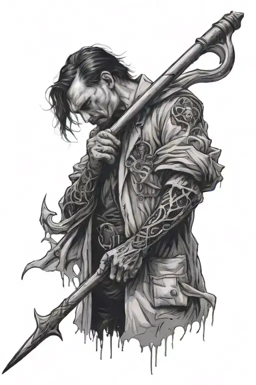 Male Doctor With A Stethoscope Facing Death With His Scythe