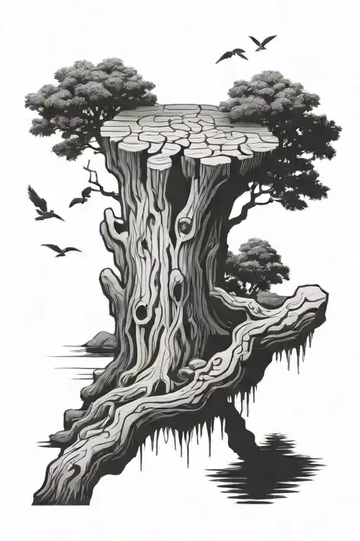 Tree Stump Looking At Water