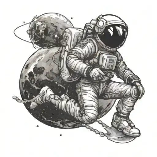 Astronaut Swinging From Planet