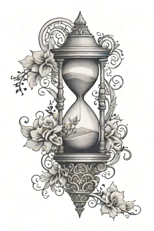 Hourglass With Windstorm And Minimalist Arabesque