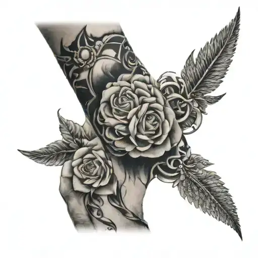 Refined Black And White Tattoo On Man's Left Forearm