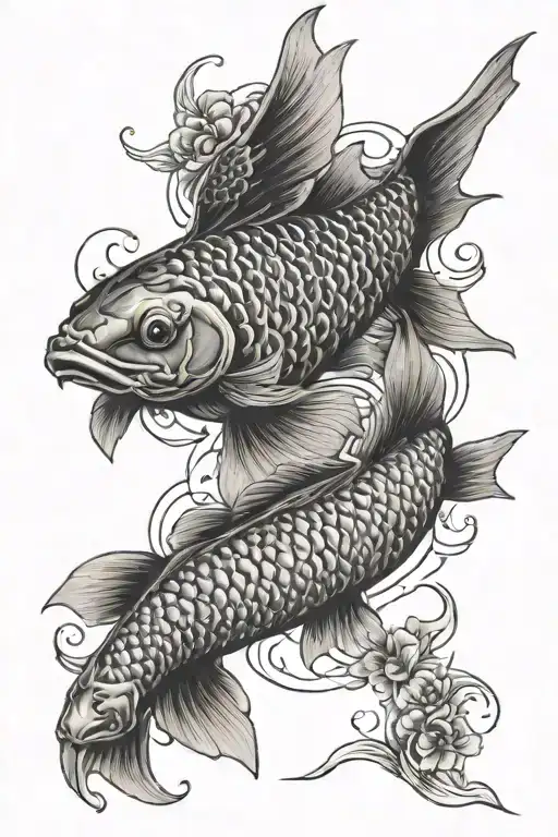 Koi Fish Transformjng Intoo Itashi Eye With Crow Flying