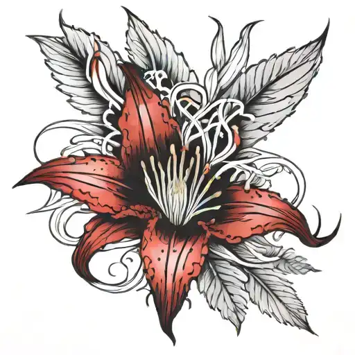 Red Spider Lily And Eye And Blood