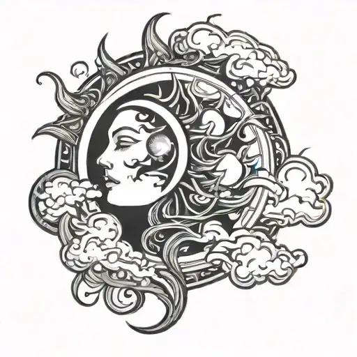 Sun With Clouds On The Neck And A Moon On The Shoulder