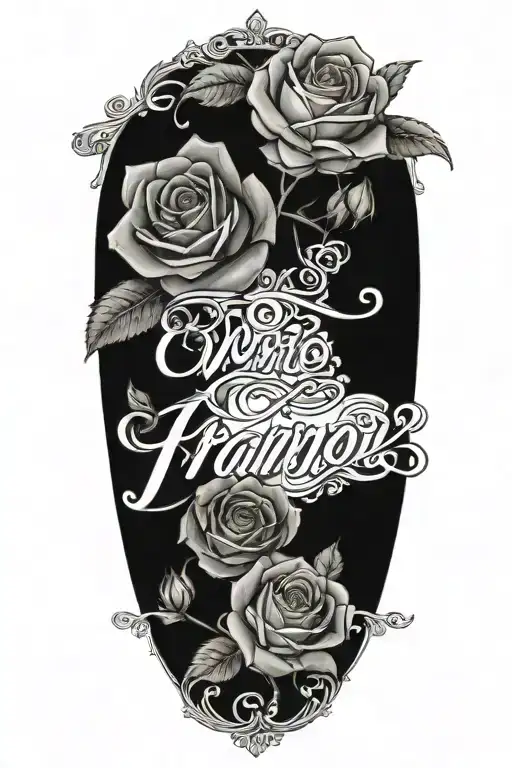 The Word Franov In Cursive Surrounded By Roses
