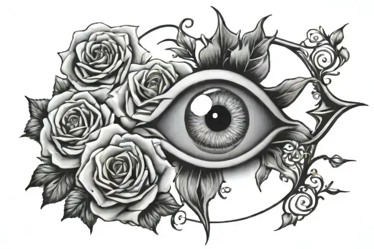 Evil Eye Surrounded By Roses