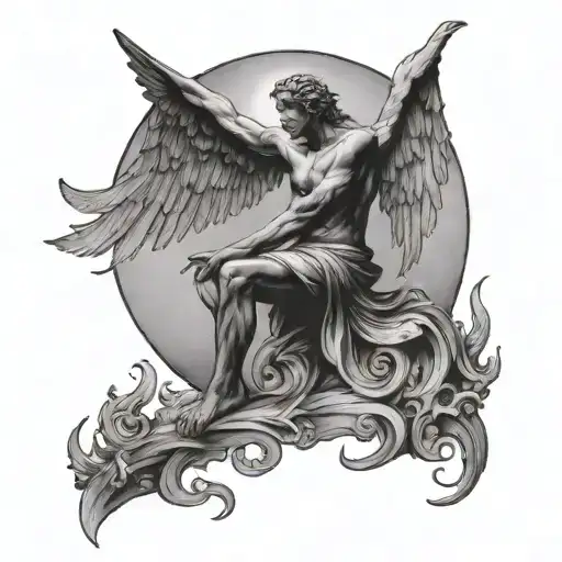 Angel Man Reaching Moon Rising